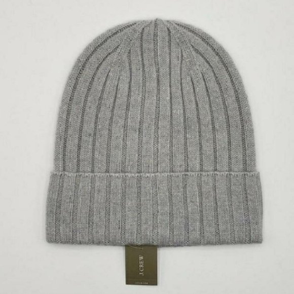 J. Crew Ribbed Cashmere Beanie Grey